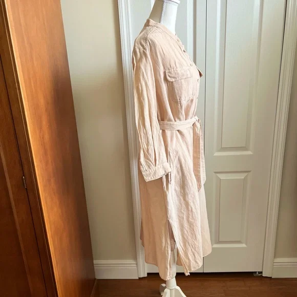 NWT ZARA linen button down midi shirt dress. Size L - Picture 7 of 10